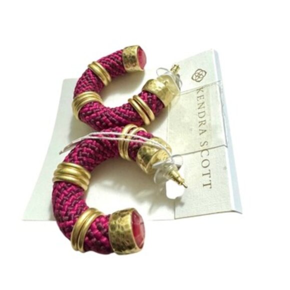 New Kendra Scott Maya Woven and Gold Corded Hoope Earrings - Picture 4 of 7